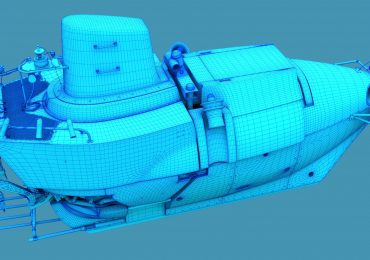 图形模型的新一代“阿尔文”号深海探险家潜艇使用复合泡沫塑料。图像通过DD3D工作室