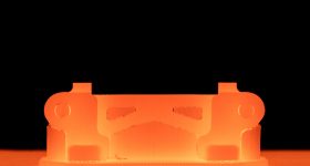 桌面3 d印刷金属零件进行烧结过程。照片通过桌面金属。