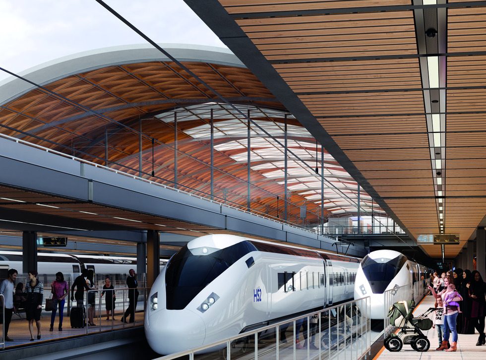 HS2站列车的概念图。