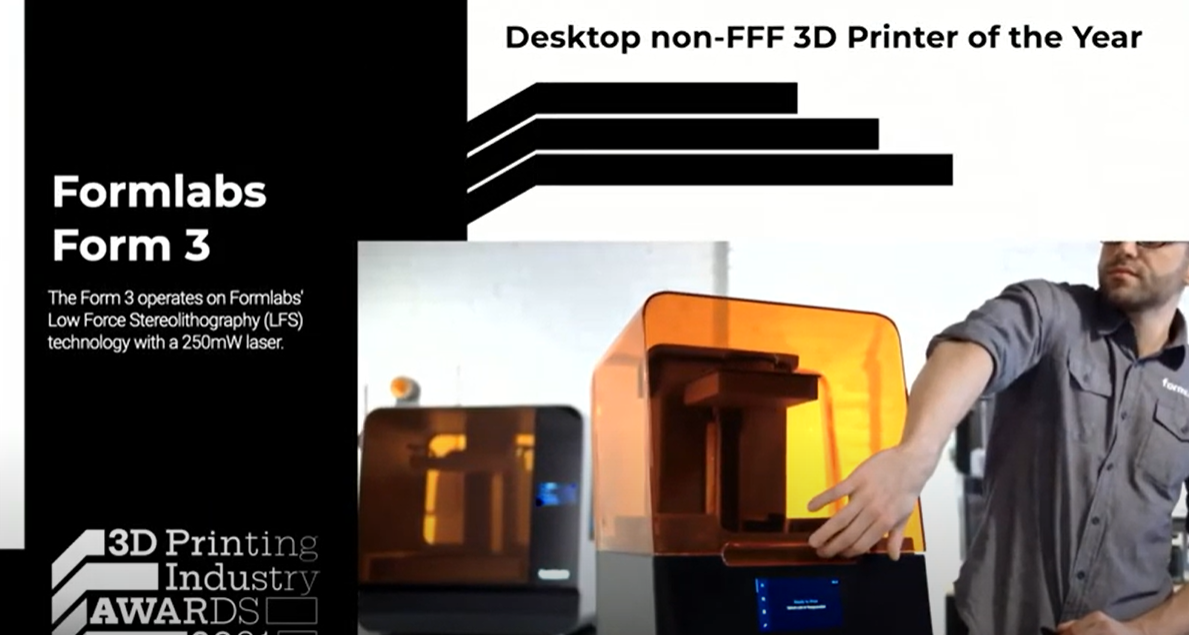 桌面non-FFF Formlabs赢得了年度的3 d打印机。