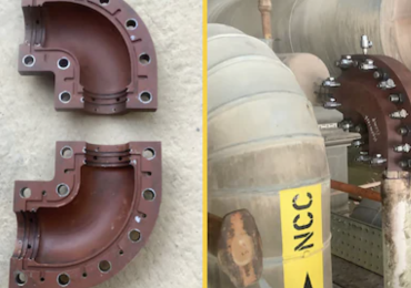 安装在壳牌油田的泄漏修复夹具原型。图片来自Shell。