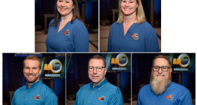 新当选的/ AMUG任命董事会成员(左起):希瑟Natal,罗宾·范Bragt(第二行),约旦韦斯顿、托马斯•Sorovetz和蒂姆·贝尔。通过AMUG形象。